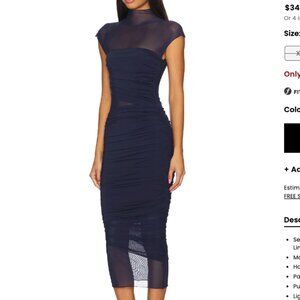 SER.O.YA NWT Tabitha Mesh Ruched Midi Dress SIZE MEDIUM